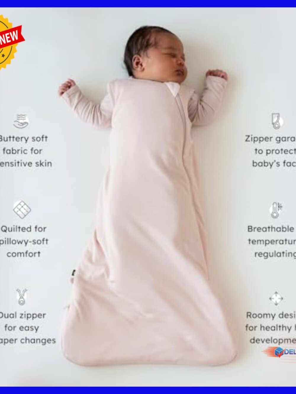 Medium Bamboo Rayon Sleep Bag for Babies, Sleeveless Wearable Blanket - Picture 3 of 7